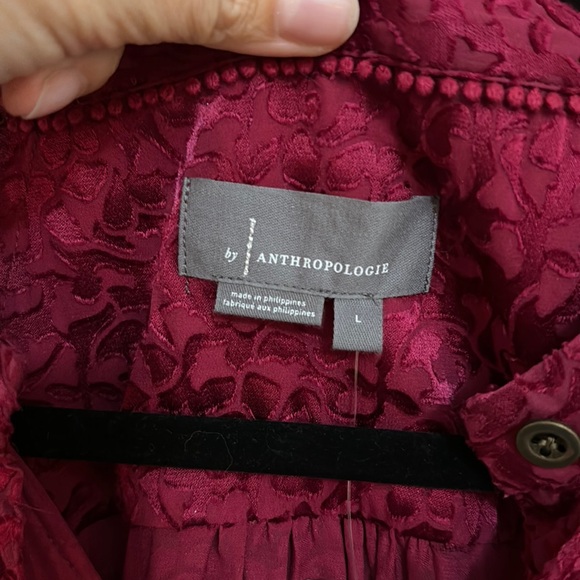 Anthropologie Susanna Burnout Velvet Button Down Blouse - Picture 6 of 12